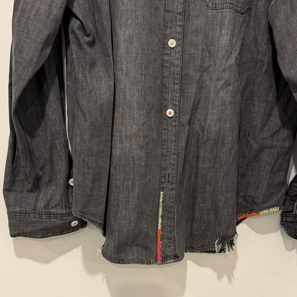 Lisa Todd Charcoal Button Down Shirt with Colorful Trim - Picture 5 of 6